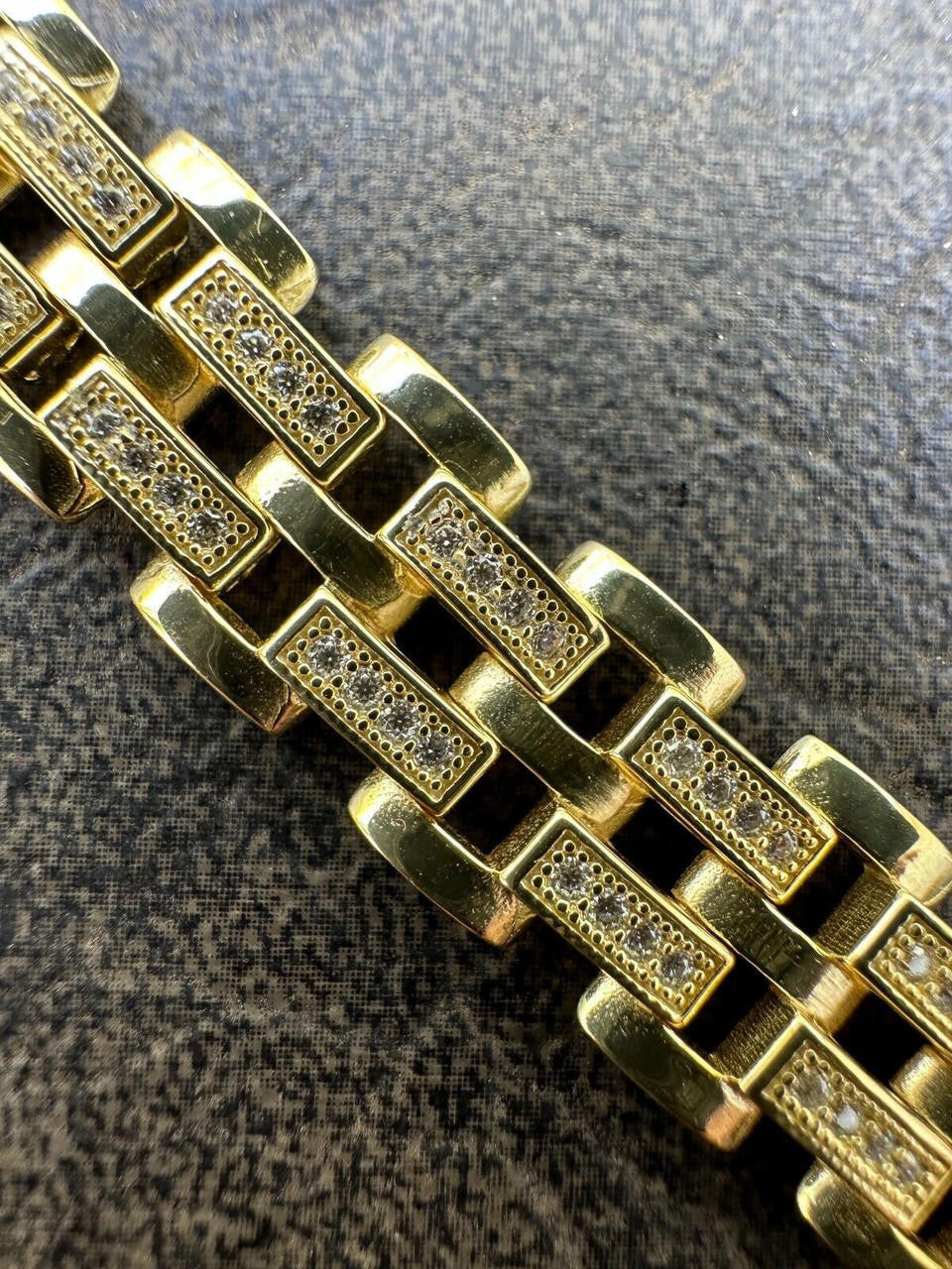 MOISSANITE Custom Presidential Link Bracelet Iced Out - 14k Gold Vermeil 925 Silver - 10.5mm - 7"-8.5"