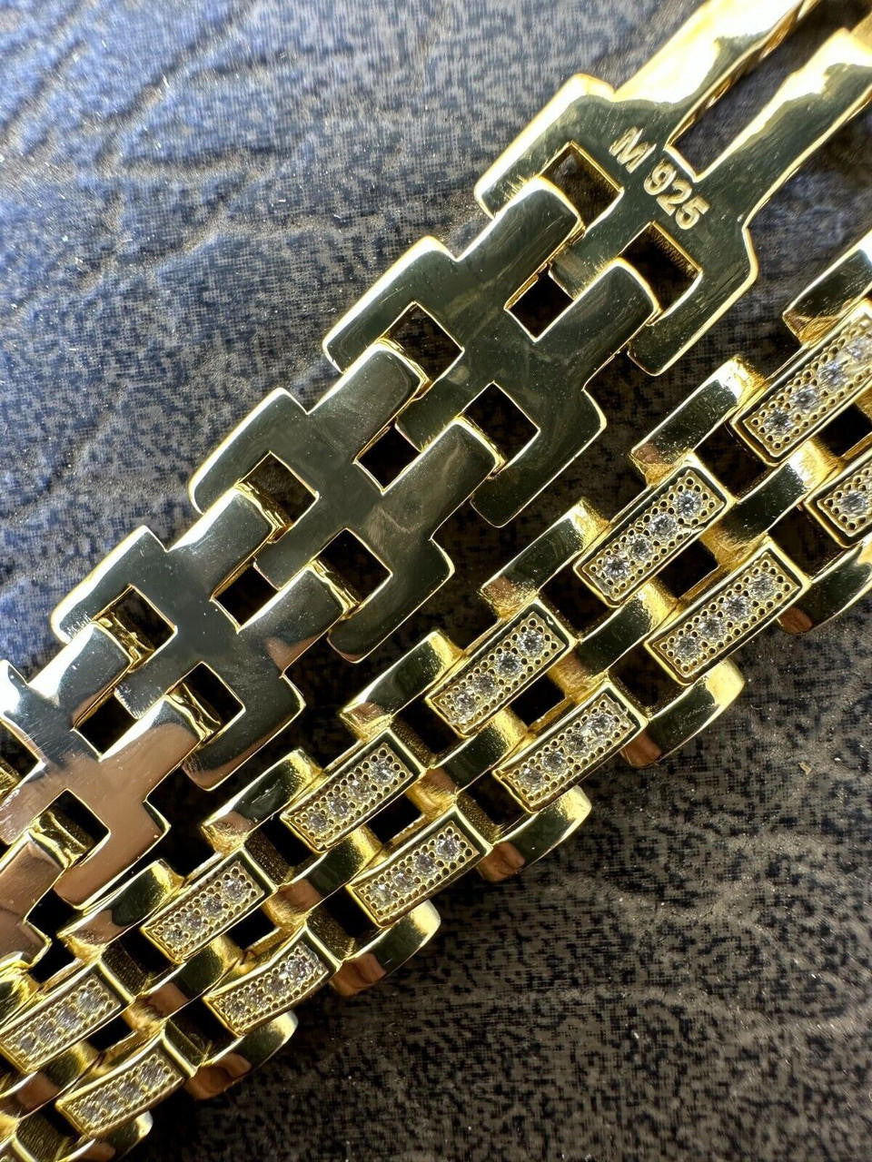 MOISSANITE Custom Presidential Link Bracelet Iced Out - 14k Gold Vermeil 925 Silver - 10.5mm - 7"-8.5"
