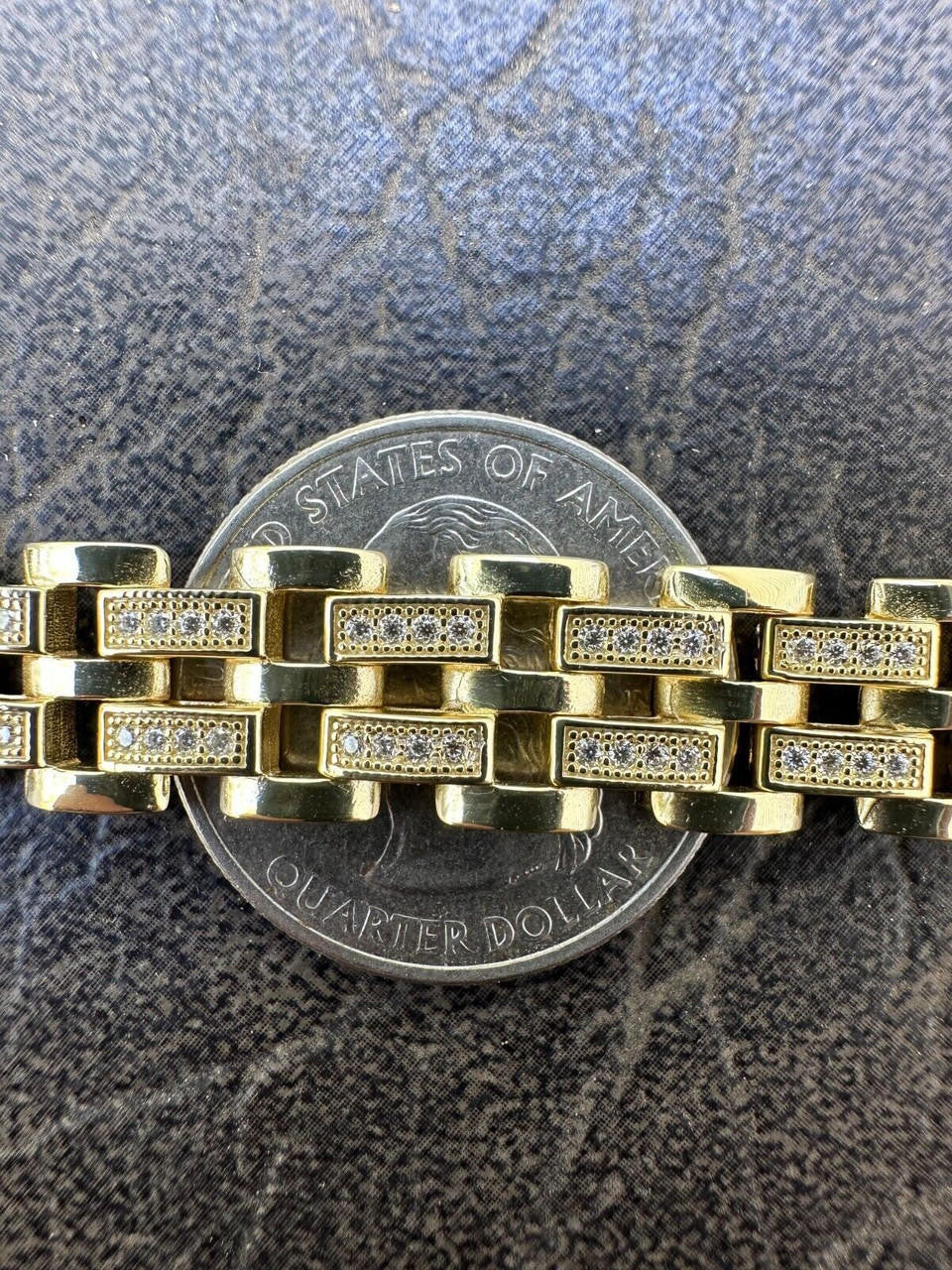 MOISSANITE Custom Presidential Link Bracelet Iced Out - 14k Gold Vermeil 925 Silver - 10.5mm - 7"-8.5"