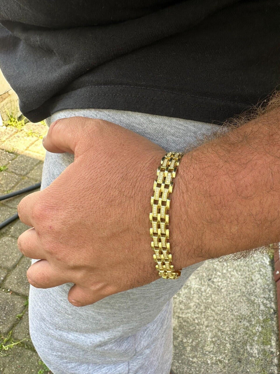 MOISSANITE Custom Presidential Link Bracelet Iced Out - 14k Gold Vermeil 925 Silver - 10.5mm - 7"-8.5"