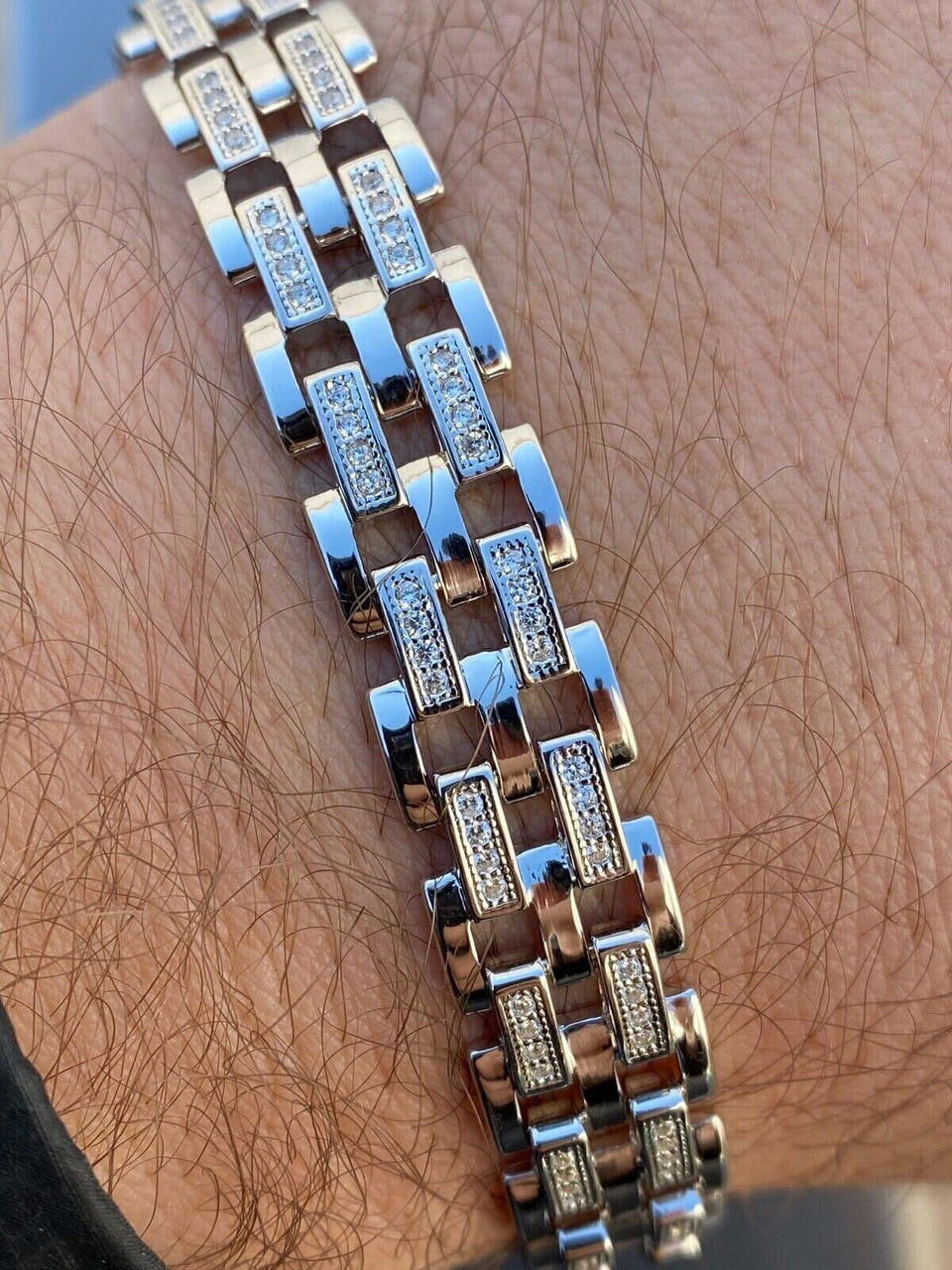 MOISSANITE Custom Presidential Link Bracelet Iced Out - 925 Silver - 10.5mm - 7"-8.5"