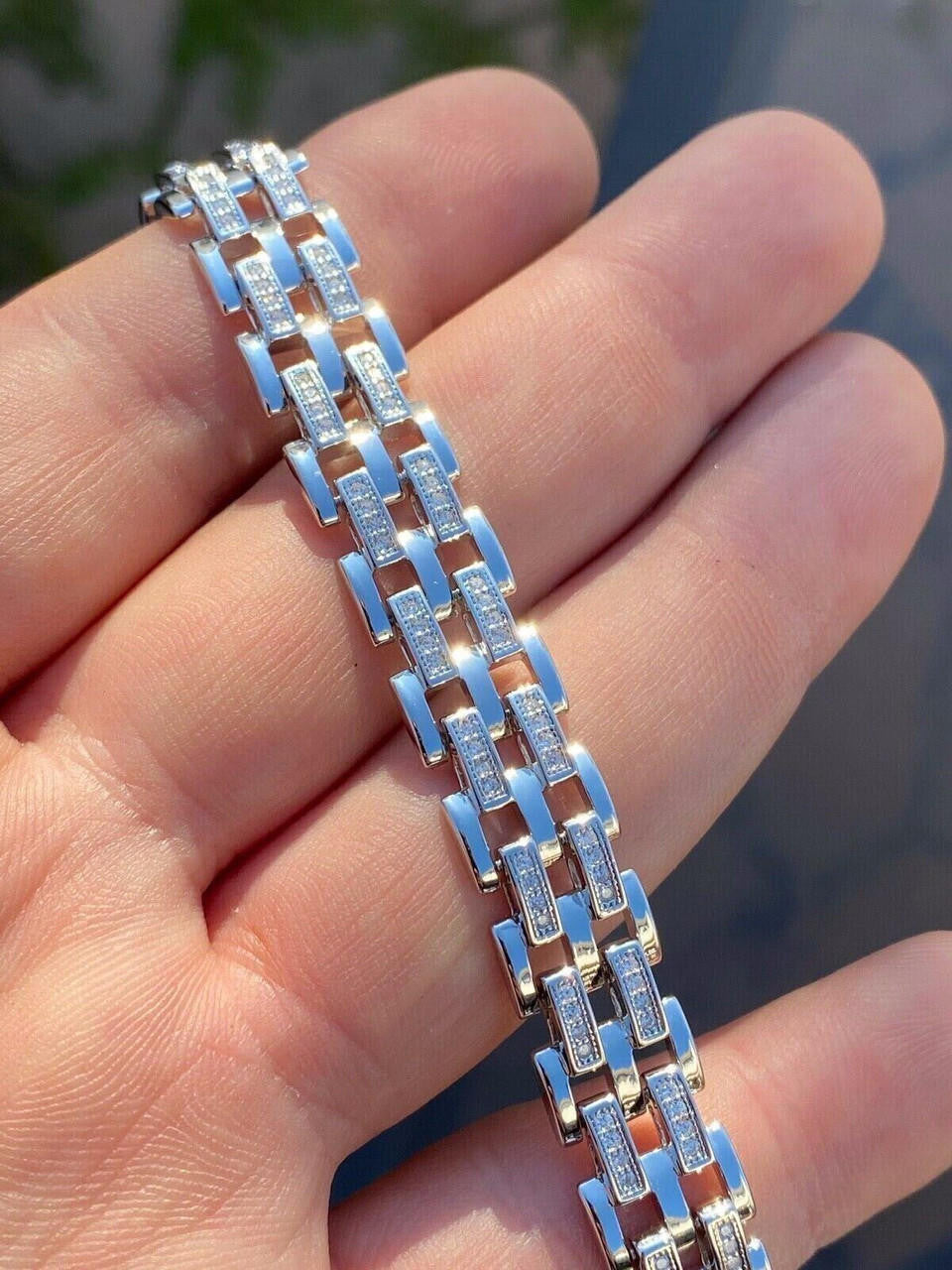 MOISSANITE Custom Presidential Link Bracelet Iced Out - 925 Silver - 10.5mm - 7"-8.5"
