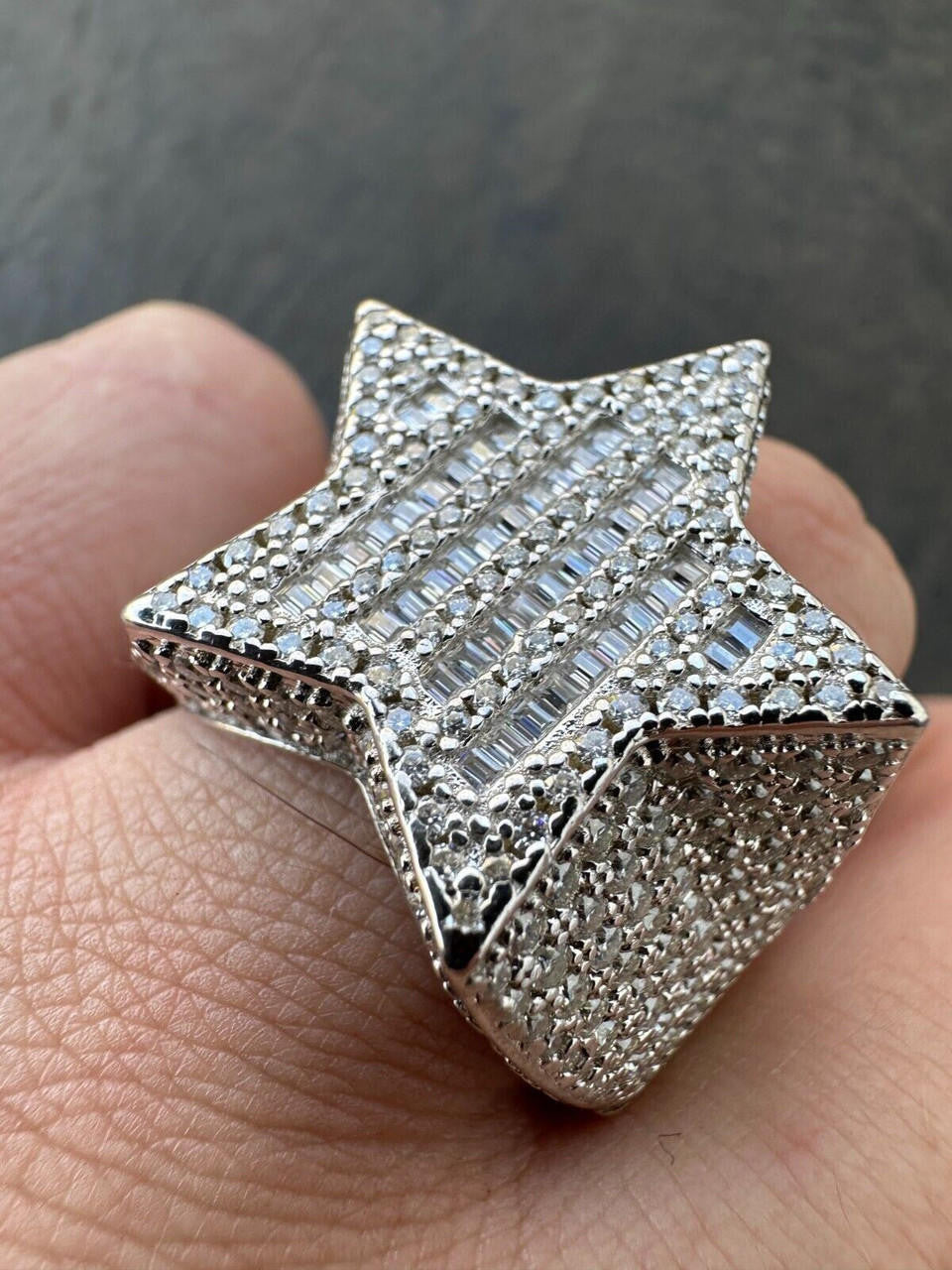 MOISSANITE Baguette Rap Star Ring - 925 Silver