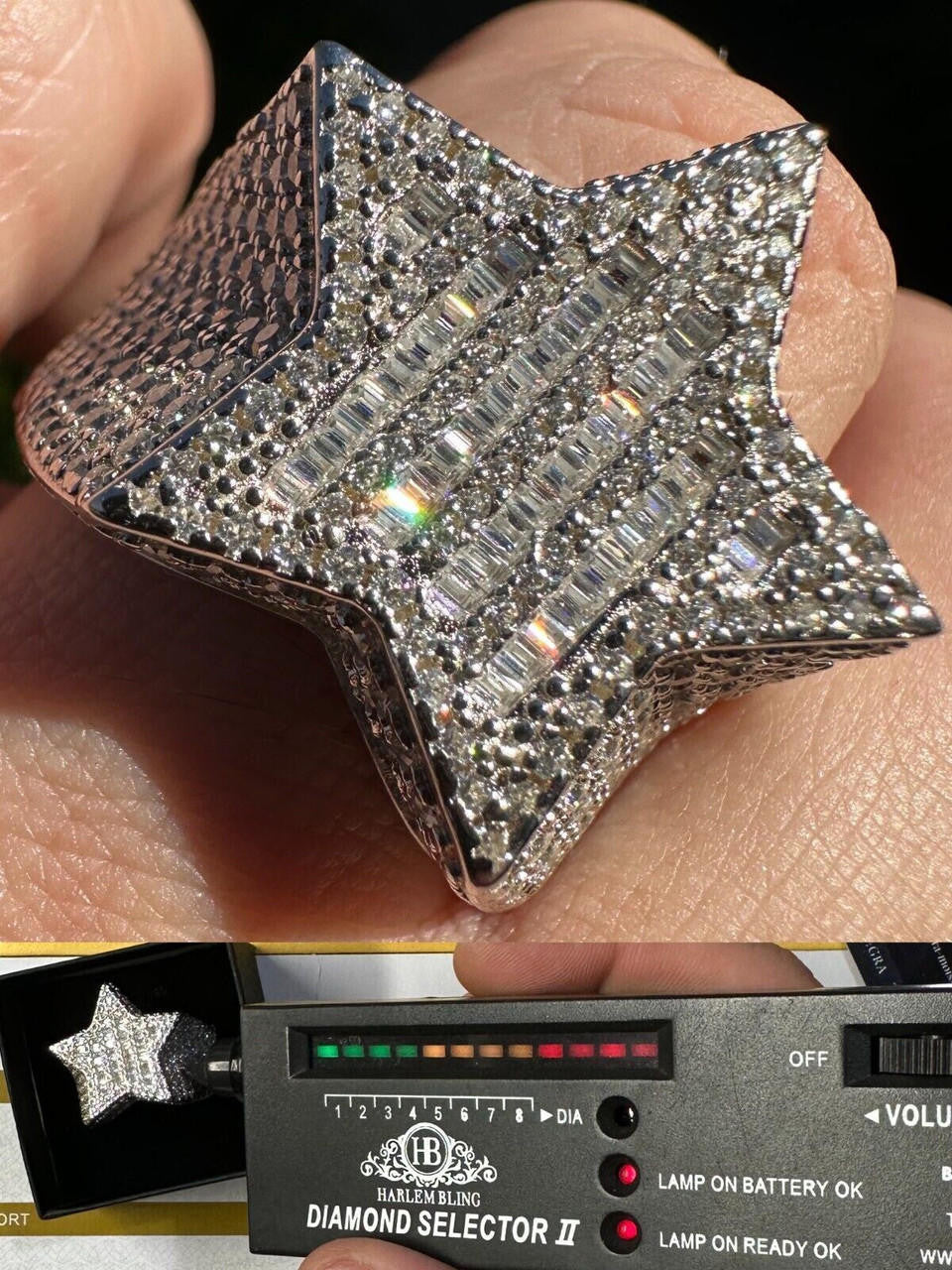 MOISSANITE Baguette Rap Star Ring - 925 Silver
