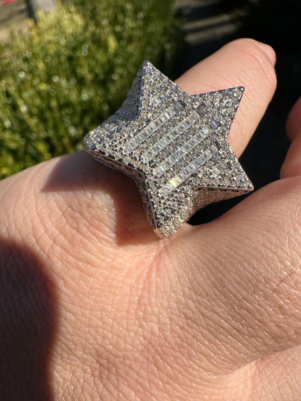 MOISSANITE Baguette Rap Star Ring - 925 Silver
