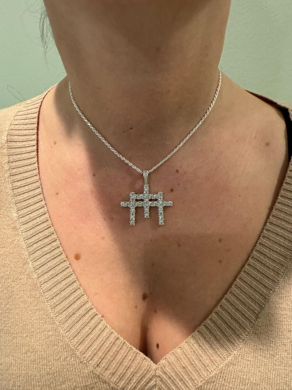 MOISSANITE Triple Cross Hip Hop Pendant - 14k Yellow Gold Vermeil Or 925 Silver - Small 1.5"