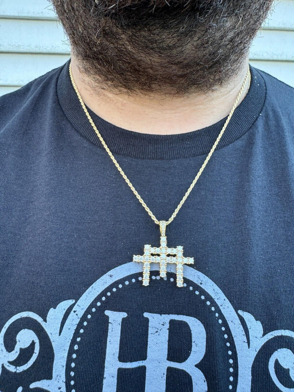 MOISSANITE Triple Cross Hip Hop Pendant - 14k Yellow Gold Vermeil Or 925 Silver - Small 1.5"