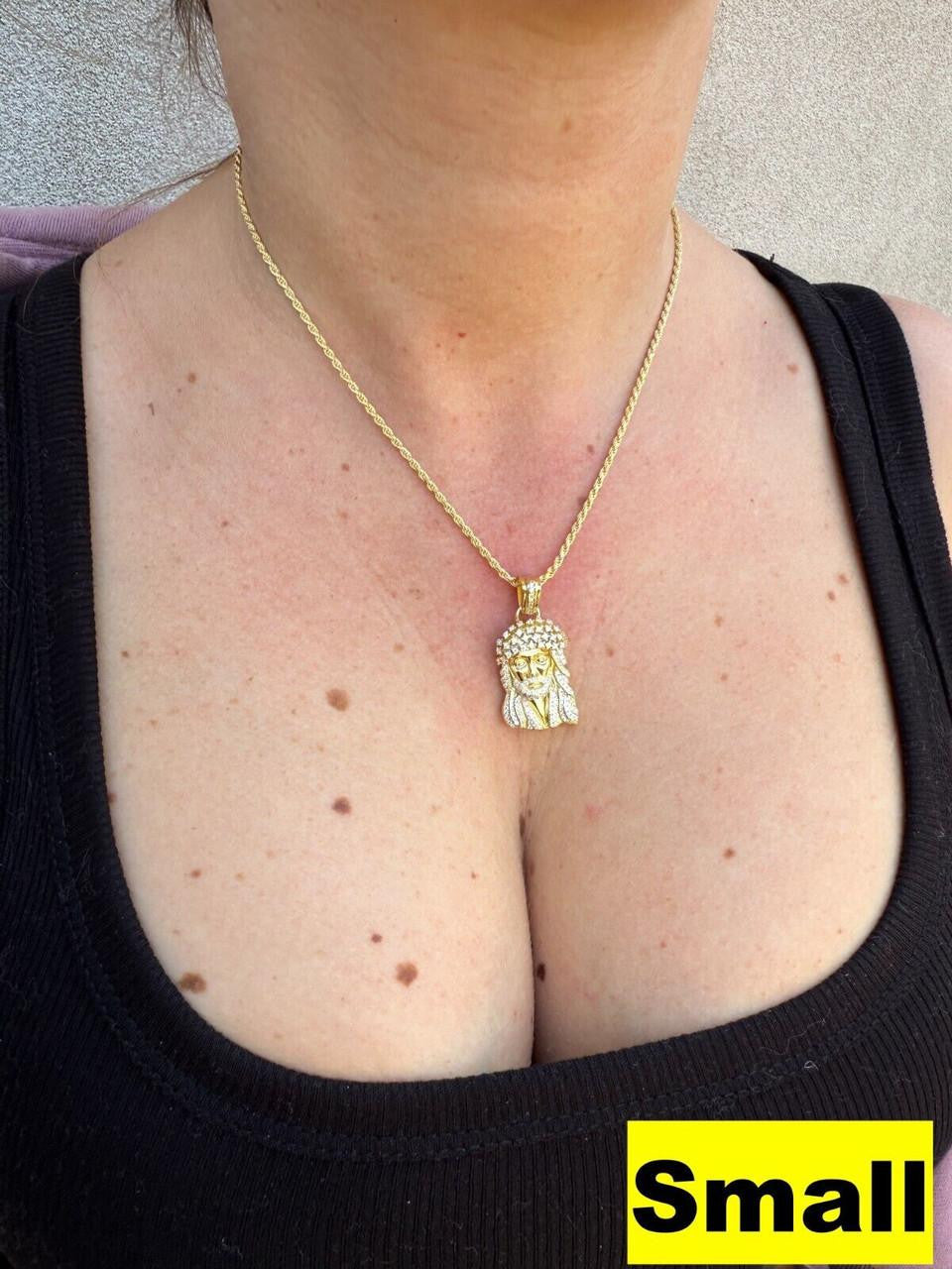 MOISSANITE Tito Biggie Smalls Kufi Jesus Piece Pendant - 14k Gold Vermeil 925 Silver - 3 Sizes 1"-2.5"