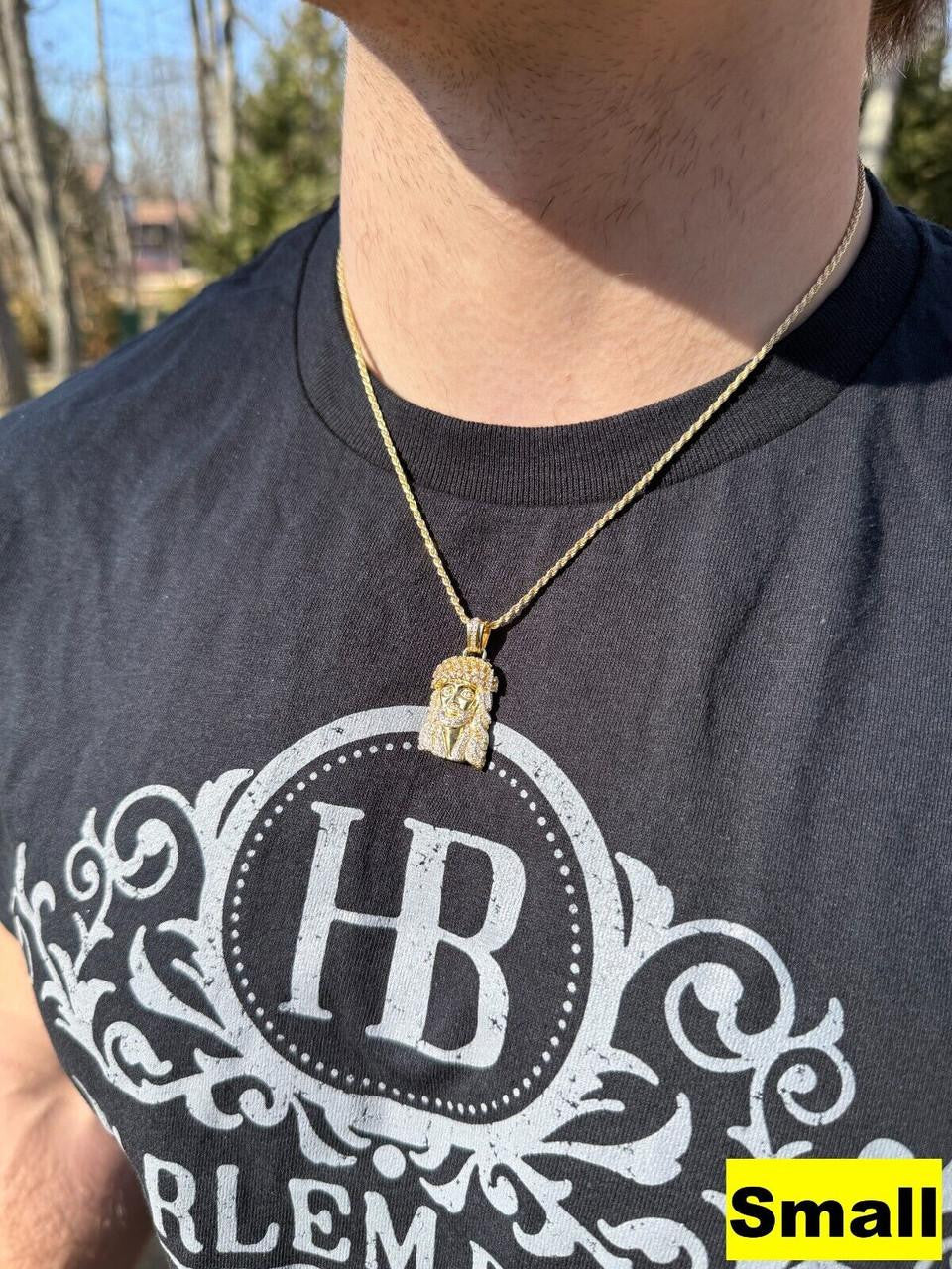 MOISSANITE Tito Biggie Smalls Kufi Jesus Piece Pendant - 14k Gold Vermeil 925 Silver - 3 Sizes 1"-2.5"