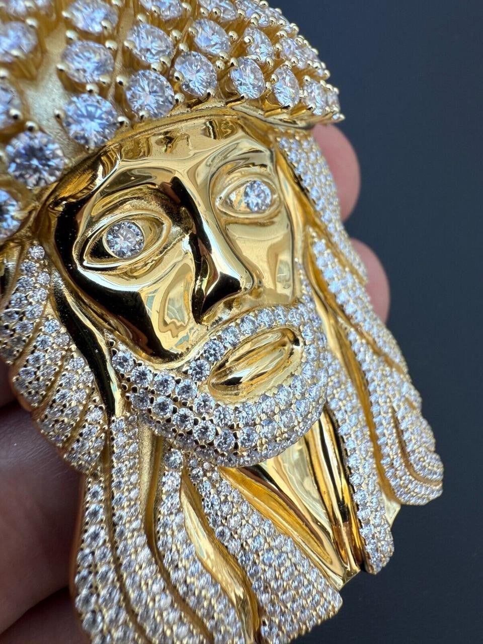 MOISSANITE Tito Biggie Smalls Kufi Jesus Piece Pendant - 14k Gold Vermeil 925 Silver - 3 Sizes 1"-2.5"