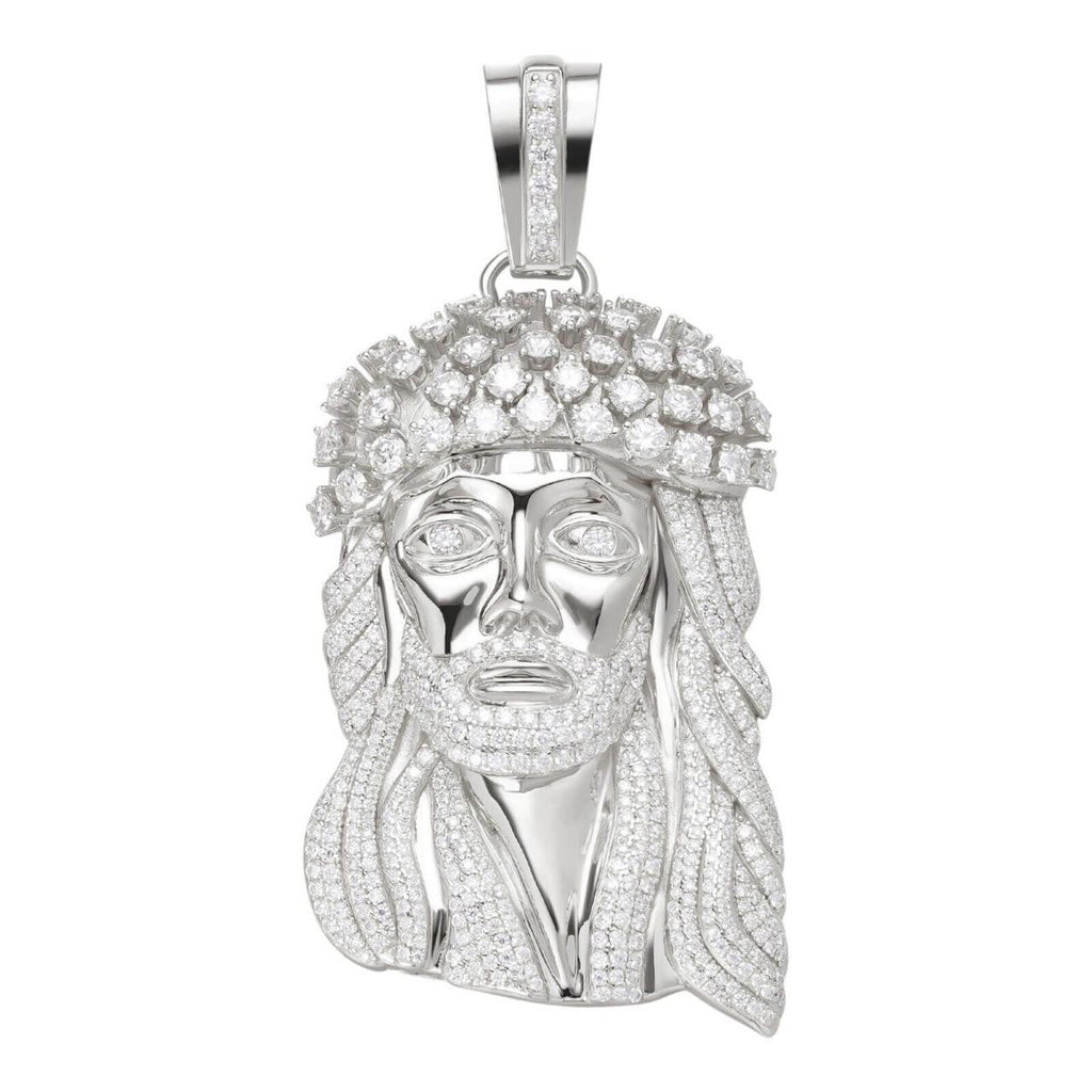 MOISSANITE Tito Biggie Smalls Kufi Jesus Piece Pendant - 925 Silver - 3 Sizes 1"-2.5"