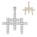 MOISSANITE Triple Cross Hip Hop Pendant - 14k Yellow Gold Vermeil Or 925 Silver - Small 1.5"