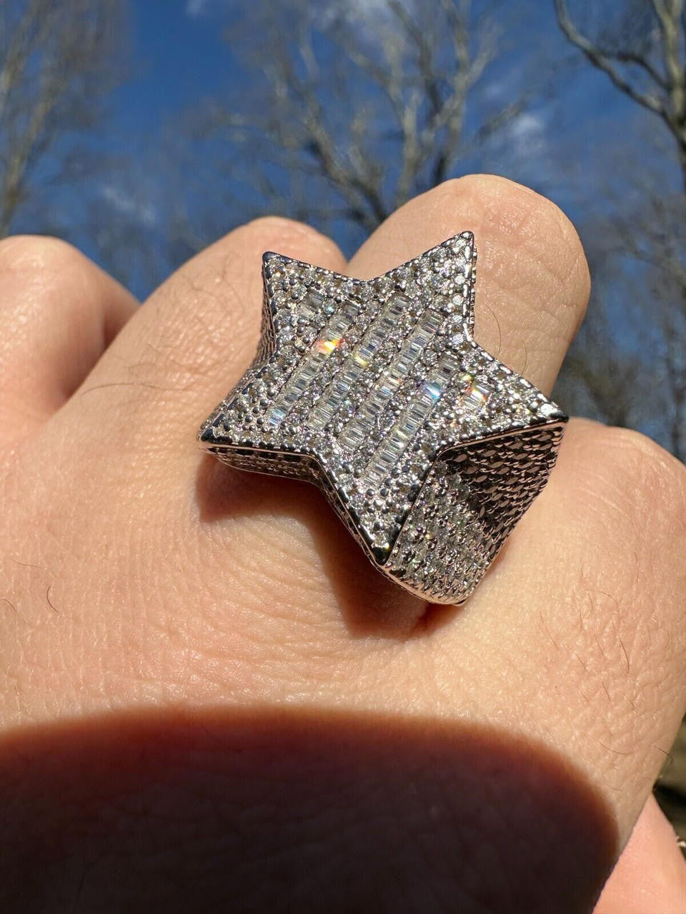Baguette Rap Star Ring - 925 Silver - CZ Stones
