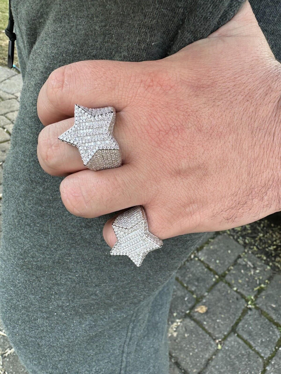 Baguette Rap Star Ring - 925 Silver - CZ Stones