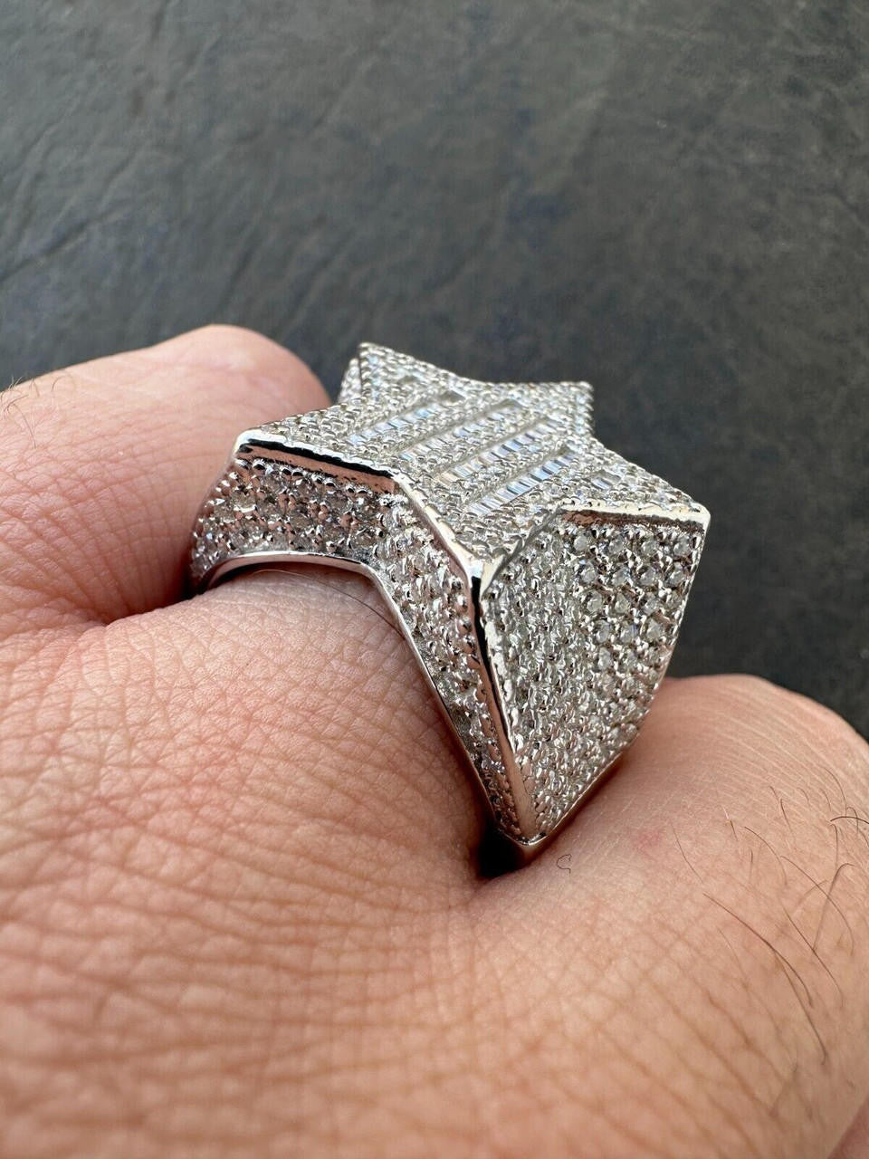 Baguette Rap Star Ring - 925 Silver - CZ Stones