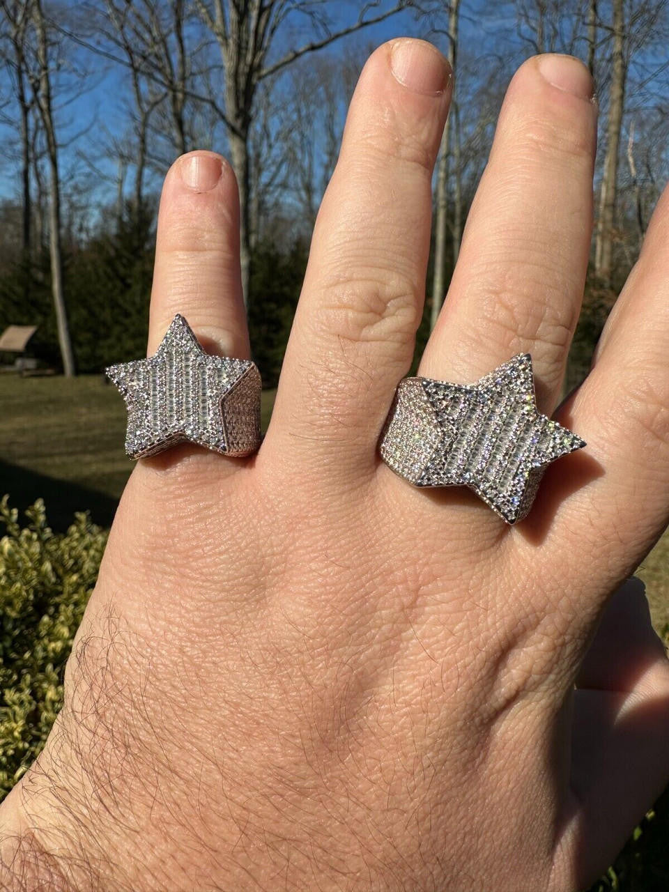 Baguette Rap Star Ring - 925 Silver - CZ Stones