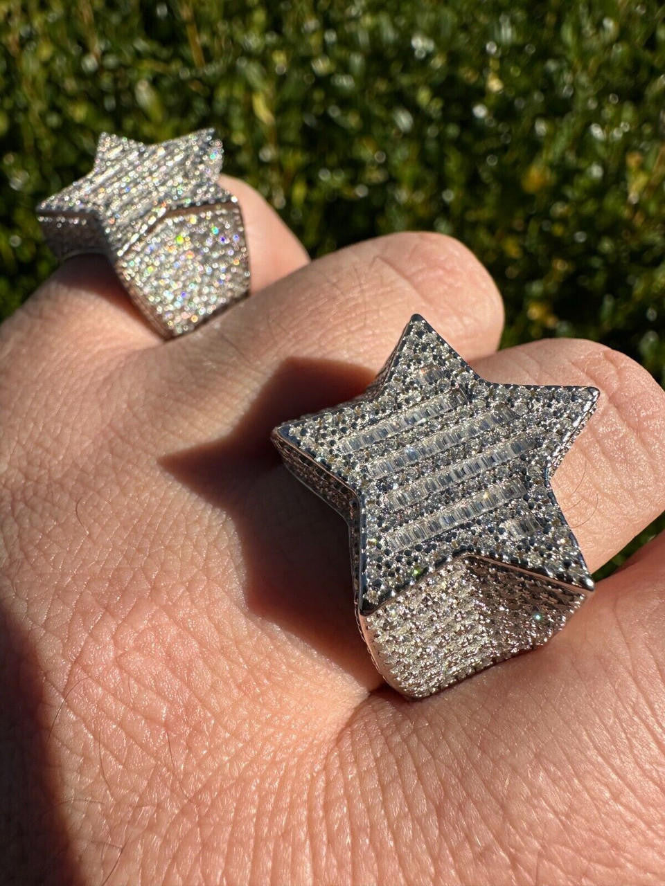 Baguette Rap Star Ring - 925 Silver - CZ Stones