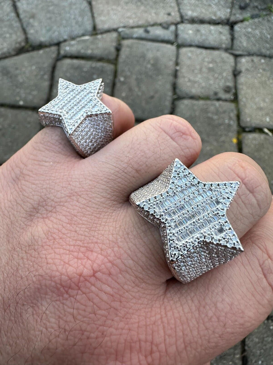Baguette Rap Star Ring - 925 Silver - CZ Stones