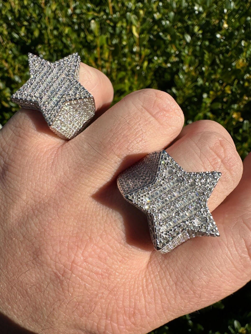 Baguette Rap Star Ring - 925 Silver - CZ Stones