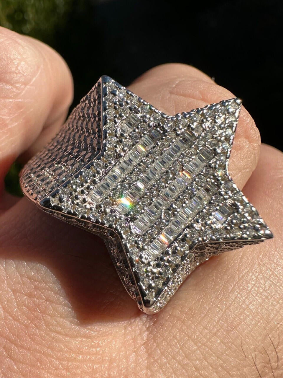 Baguette Rap Star Ring - 925 Silver - CZ Stones