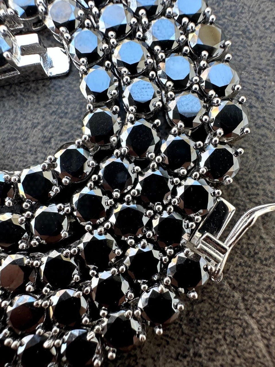 Real Black MOISSANITE 5mm Tennis Chain 925 Silver Iced Necklace Pass Tester