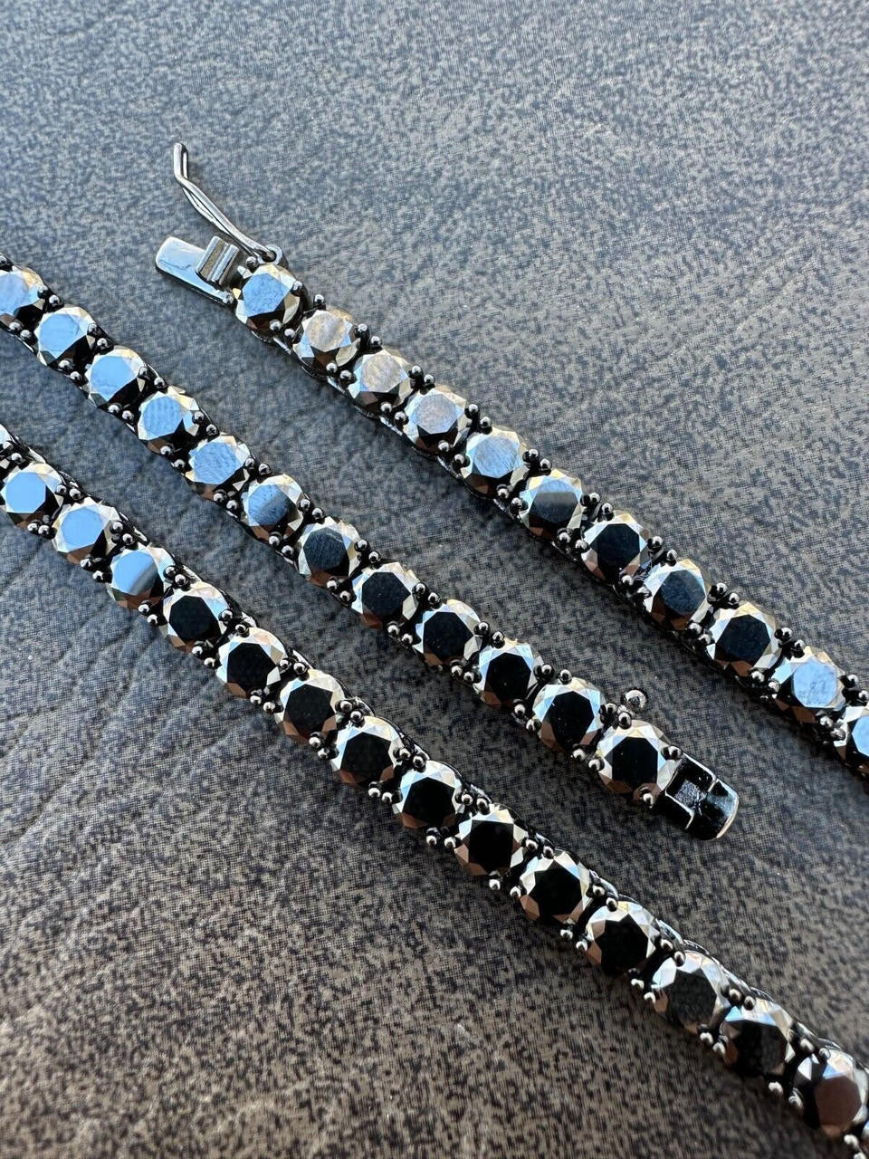 Black MOISSANITE Tennis Chain Necklace Iced Out - Black Rhodium Over 925 Silver - 5mm - 16"-28"
