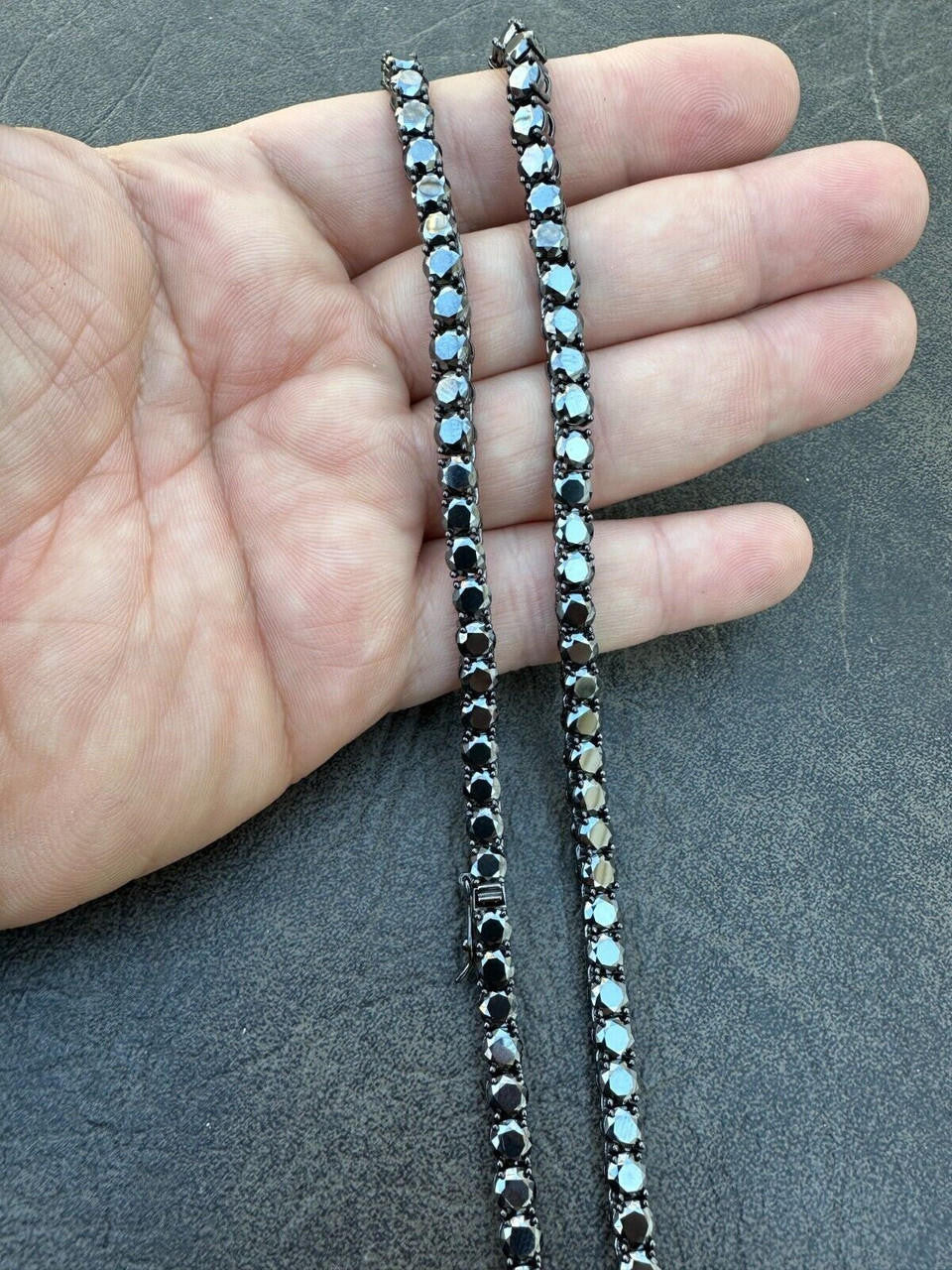 Black MOISSANITE Tennis Chain Necklace Iced Out - Black Rhodium Over 925 Silver - 5mm - 16"-28"