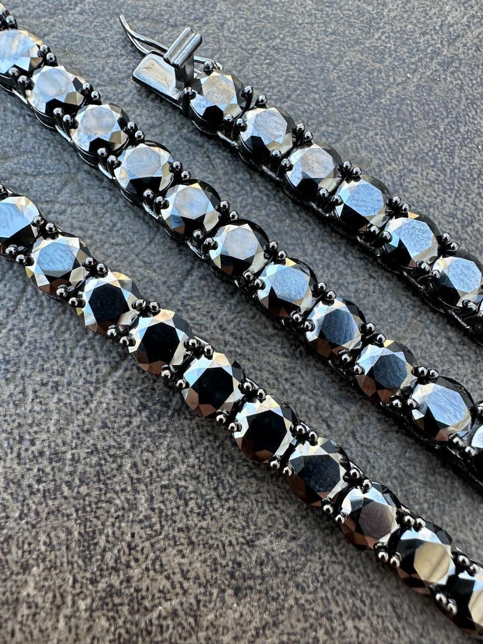 Black Moissanite Tennis Chain Necklace Iced Out - Black Rhodium Over 925 Silver - 7mm - 16"-28"