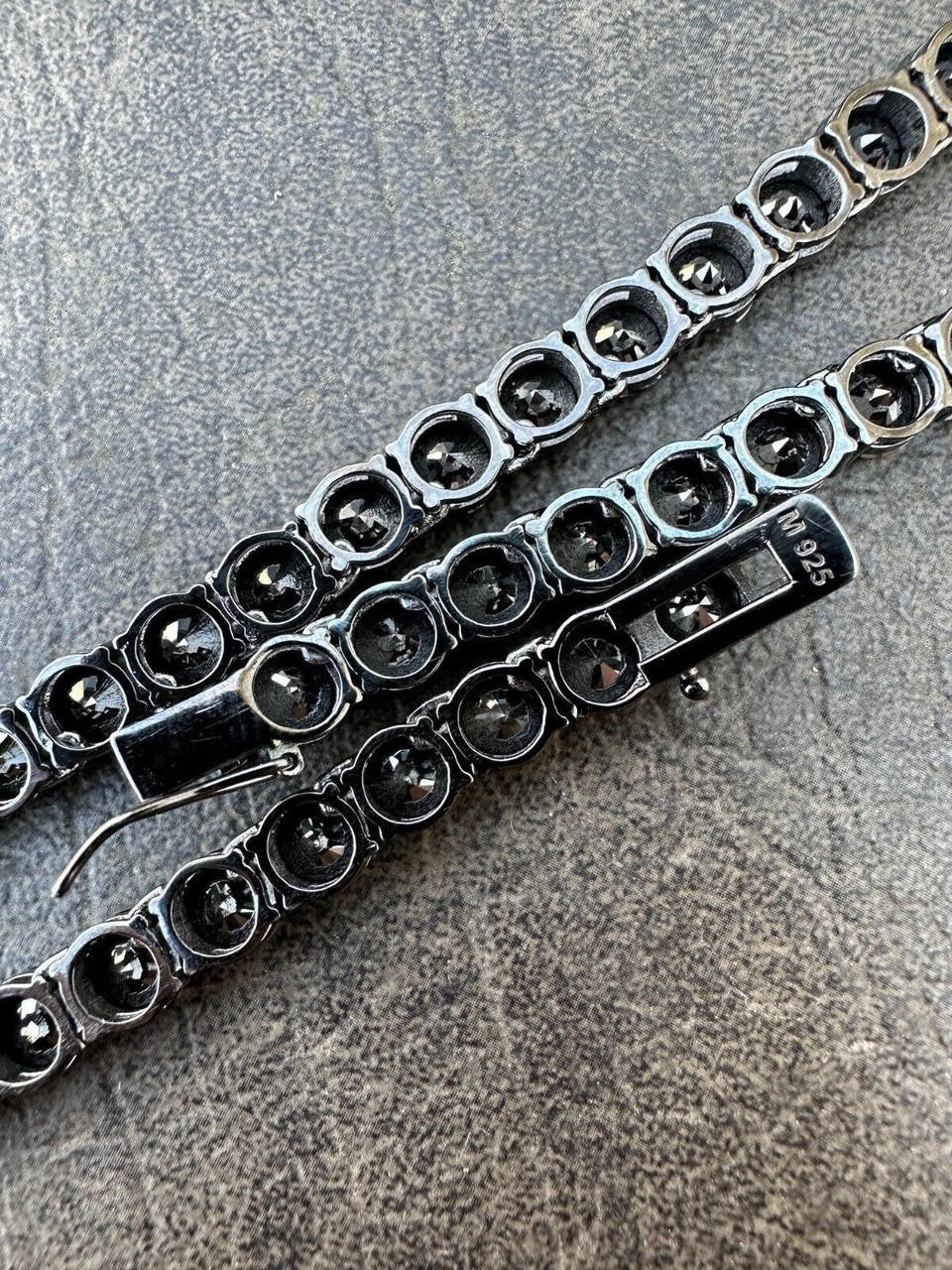 Black Moissanite Tennis Chain Necklace Iced Out - Black Rhodium Over 925 Silver - 7mm - 16"-28"