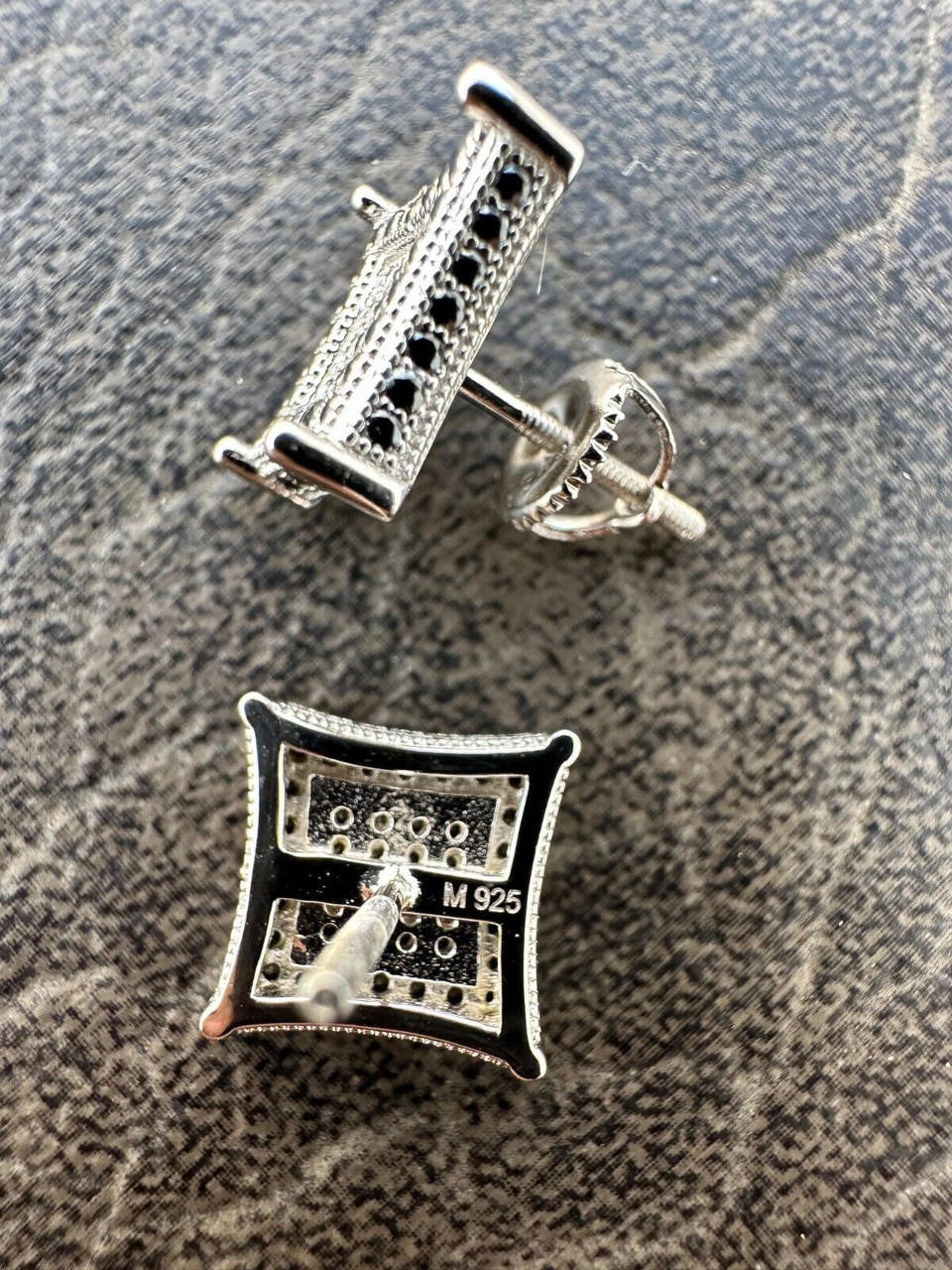 Black MOISSANITE 3D Kite Classic Iced Out Earrings - 925 Silver - 11mm