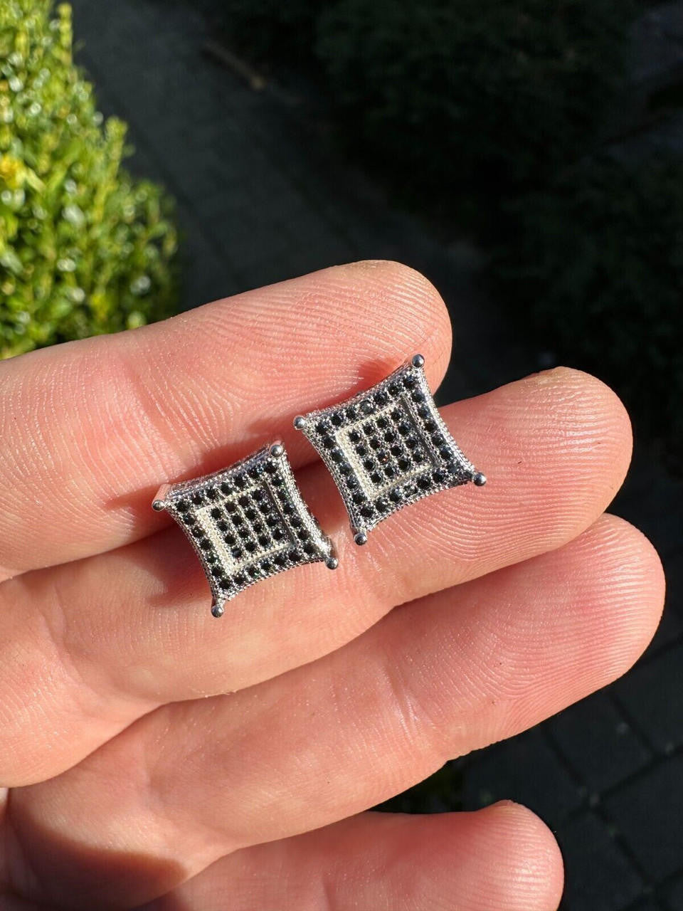Black MOISSANITE 3D Kite Classic Iced Out Earrings - 925 Silver - 11mm