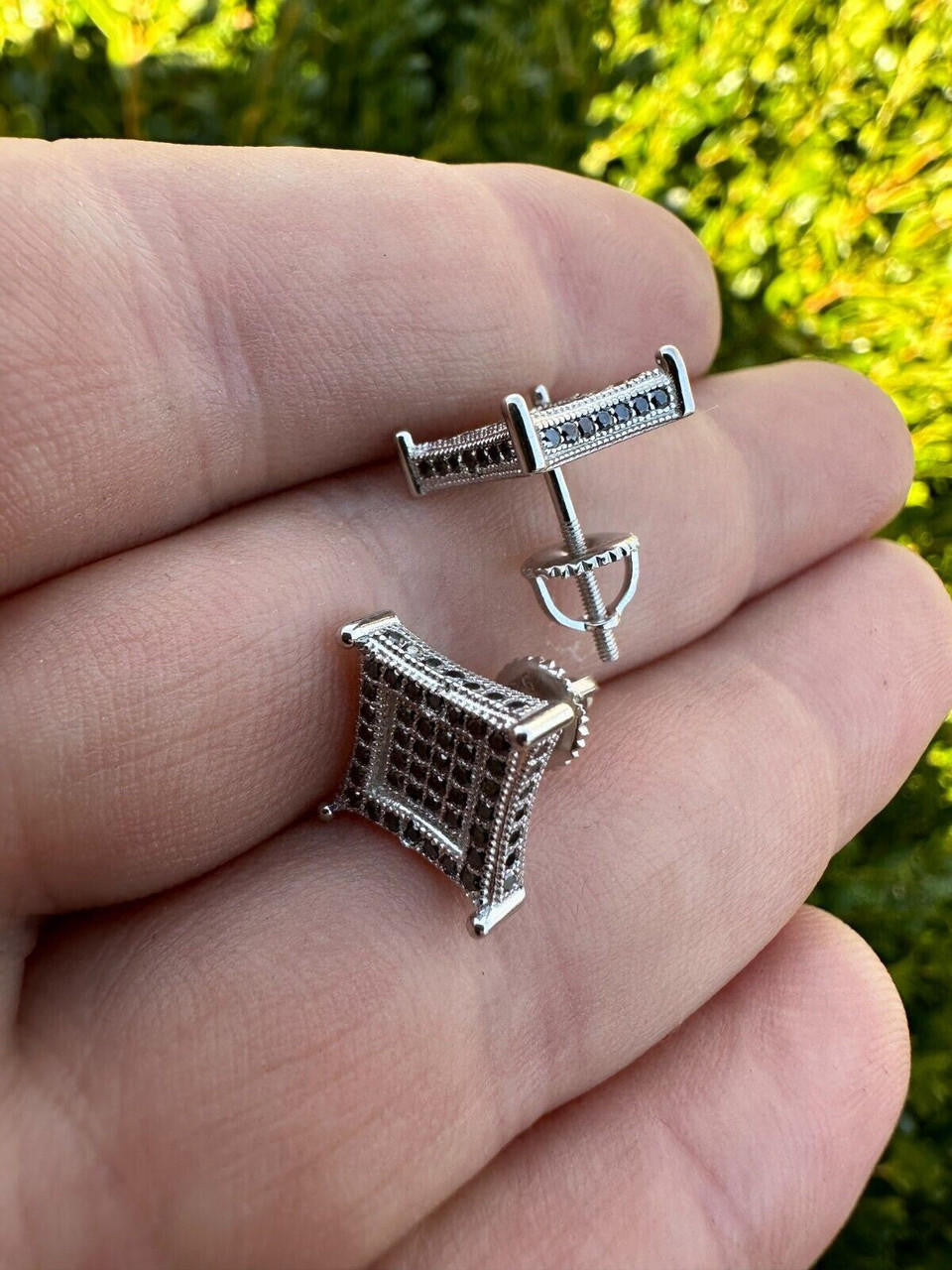 Black MOISSANITE 3D Kite Classic Iced Out Earrings - 925 Silver - 11mm
