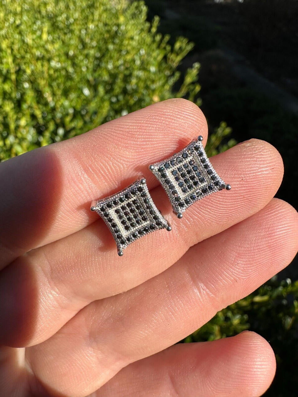 Black MOISSANITE 3D Kite Classic Iced Out Earrings - 925 Silver - 11mm