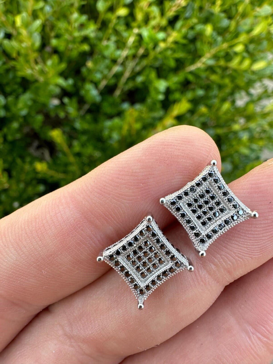 Black MOISSANITE 3D Kite Classic Iced Out Earrings - 925 Silver - 11mm