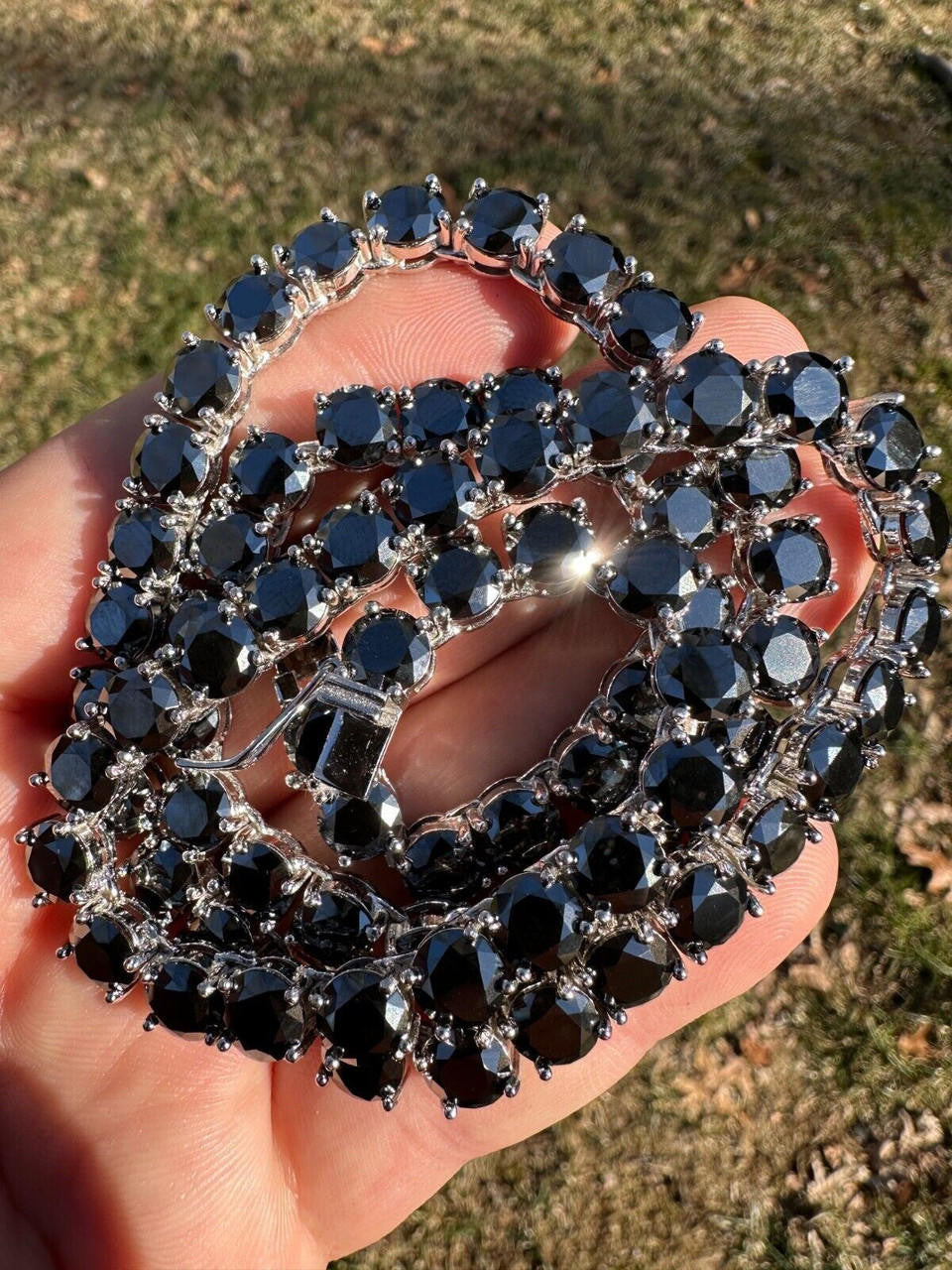 Black MOISSANITE Tennis Chain Necklace Iced Out - 925 Silver - 7mm - 16"-28"
