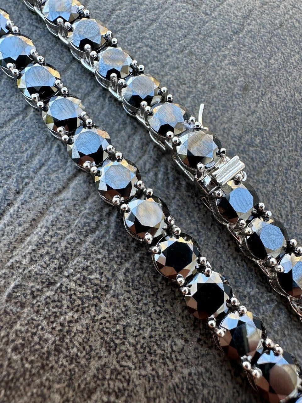 Black MOISSANITE Tennis Chain Necklace Iced Out - 925 Silver - 7mm - 16"-28"