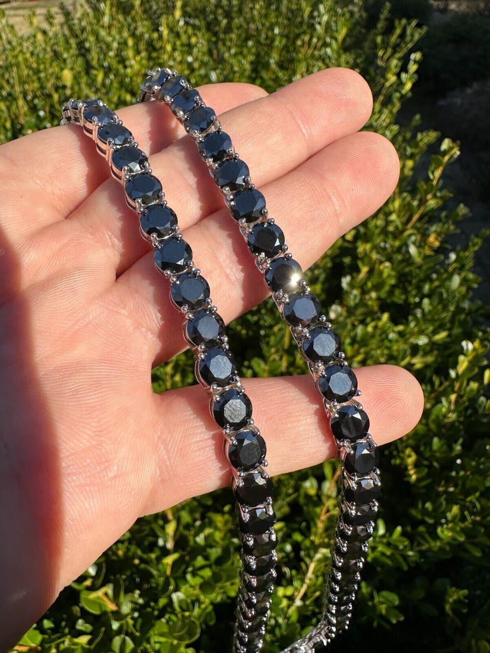 Black MOISSANITE Tennis Chain Necklace Iced Out - 925 Silver - 7mm - 16"-28"