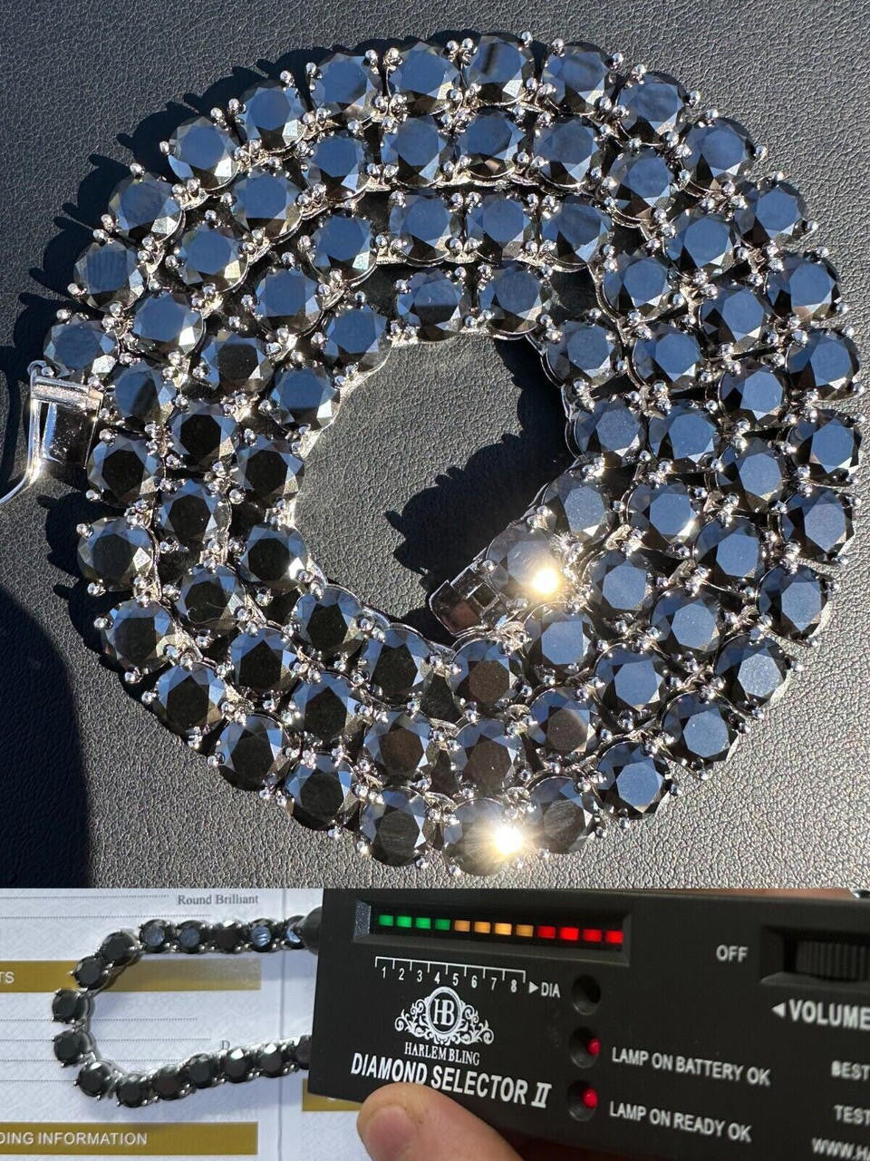 Black MOISSANITE Tennis Chain Necklace Iced Out - 925 Silver - 7mm - 16"-28"