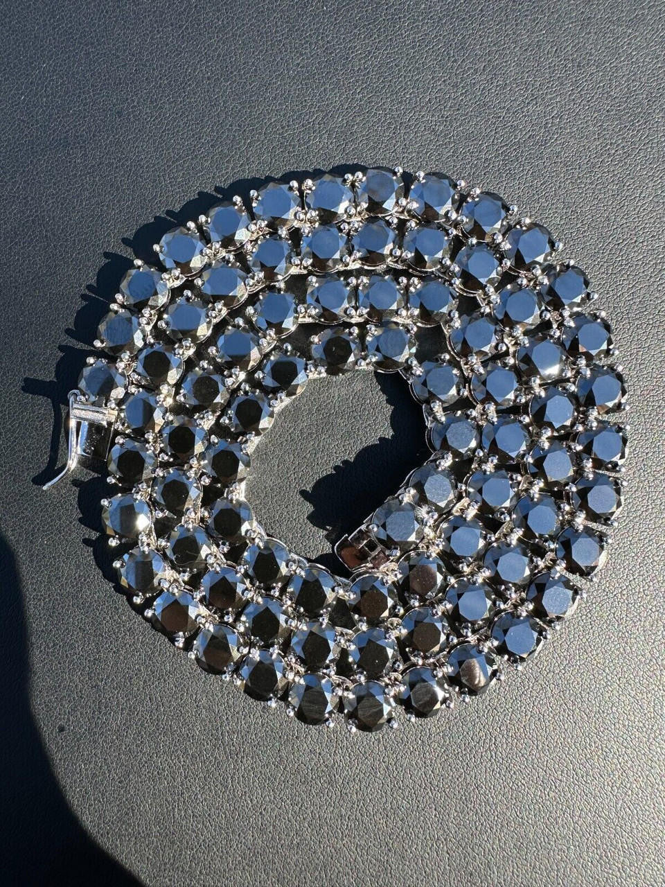 Black MOISSANITE Tennis Chain Necklace Iced Out - 925 Silver - 7mm - 16"-28"