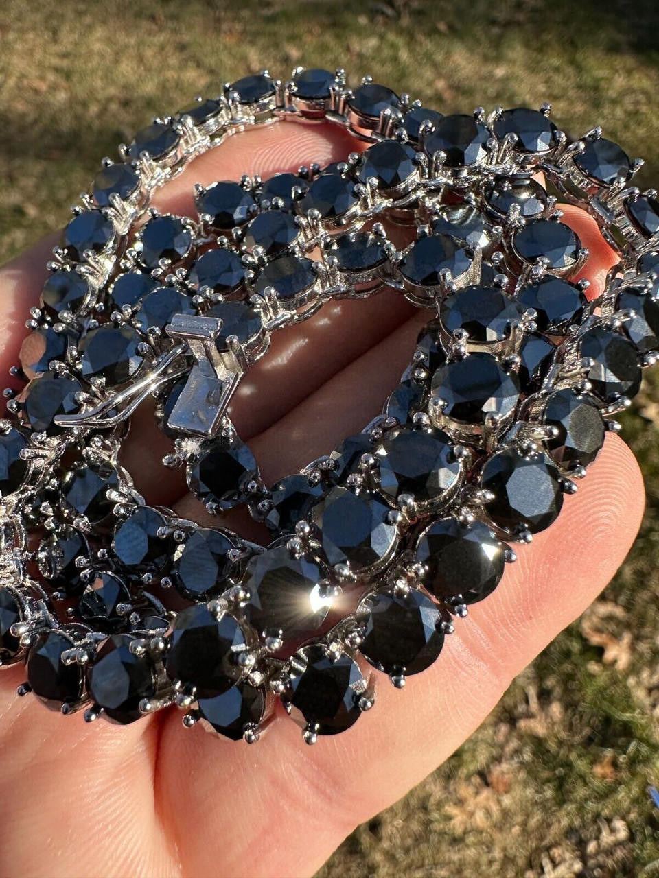 Black MOISSANITE Tennis Chain Necklace Iced Out - 925 Silver - 7mm - 16"-28"