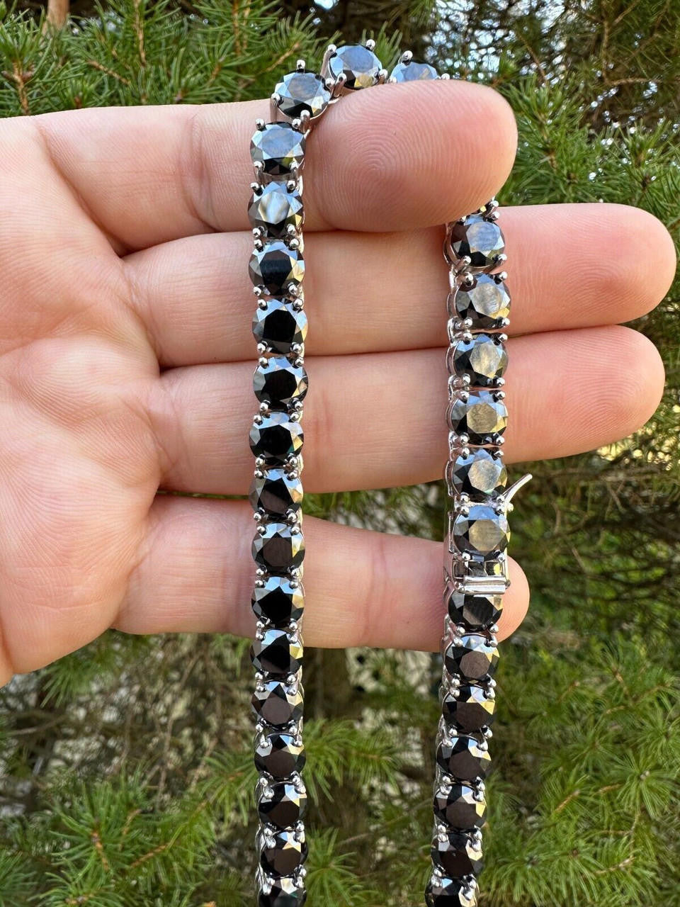 Black MOISSANITE Tennis Chain Necklace Iced Out - 925 Silver - 7mm - 16"-28"