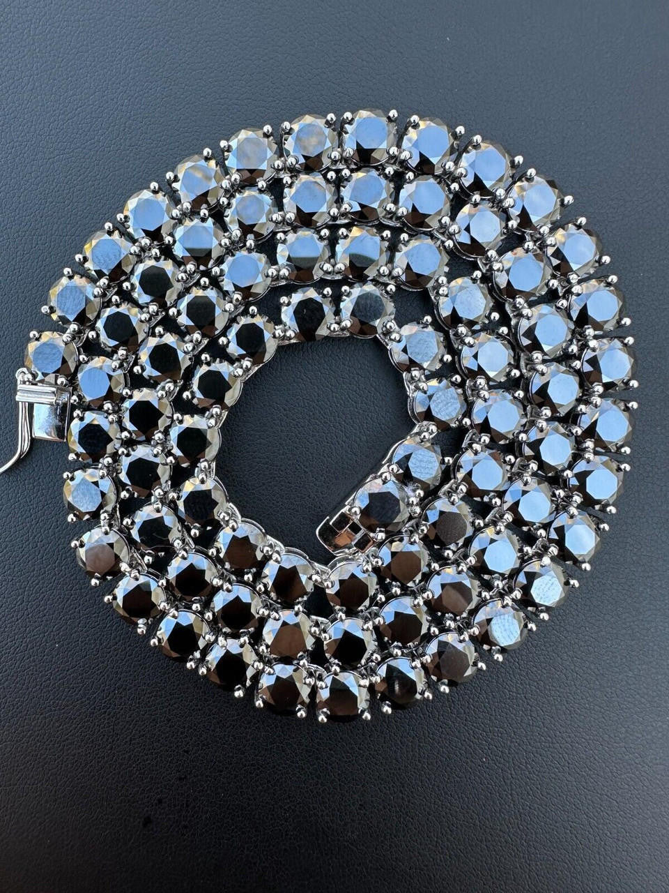 Black MOISSANITE Tennis Chain Necklace Iced Out - 925 Silver - 7mm - 16"-28"