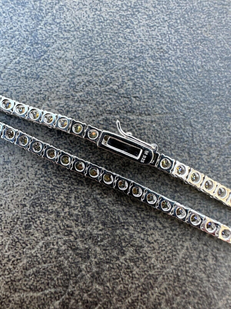 Blue Gray MOISSANITE Tennis Chain Necklace Iced Out - 925 Silver - 3mm - 16"-28"