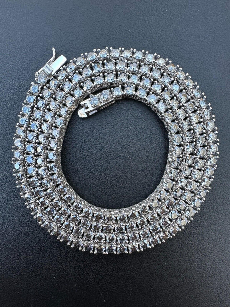 Blue Gray MOISSANITE Tennis Chain Necklace Iced Out - 925 Silver - 3mm - 16"-28"