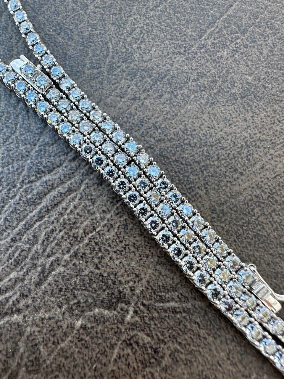 Blue Gray MOISSANITE Tennis Chain Necklace Iced Out - 925 Silver - 3mm - 16"-28"