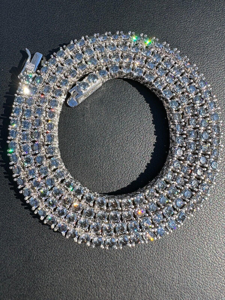 Blue Gray MOISSANITE Tennis Chain Necklace Iced Out - 925 Silver - 3mm - 16"-28"