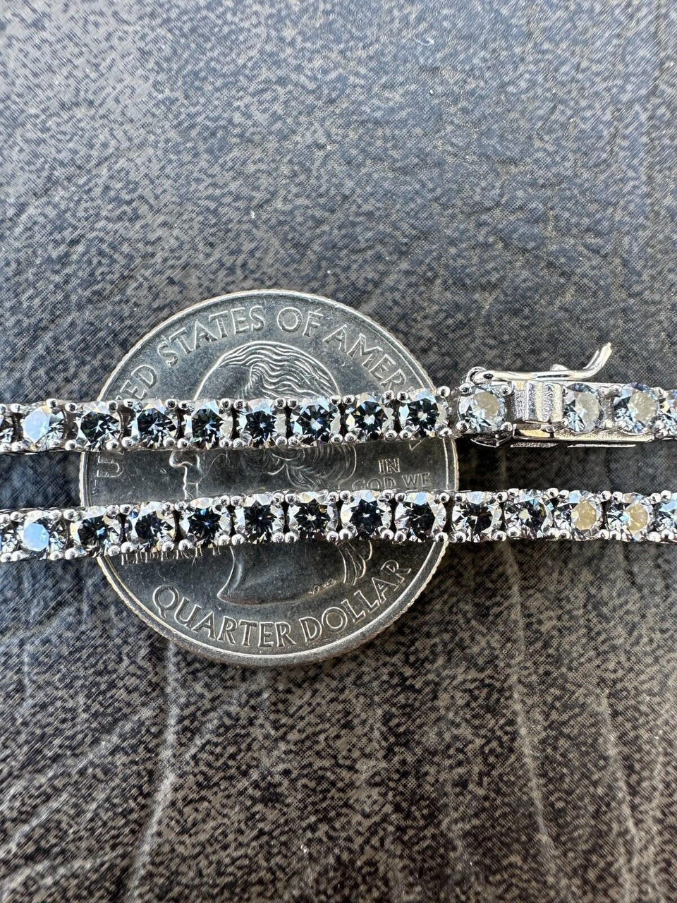 Blue Gray MOISSANITE Tennis Chain Necklace Iced Out - 925 Silver - 3mm - 16"-28"