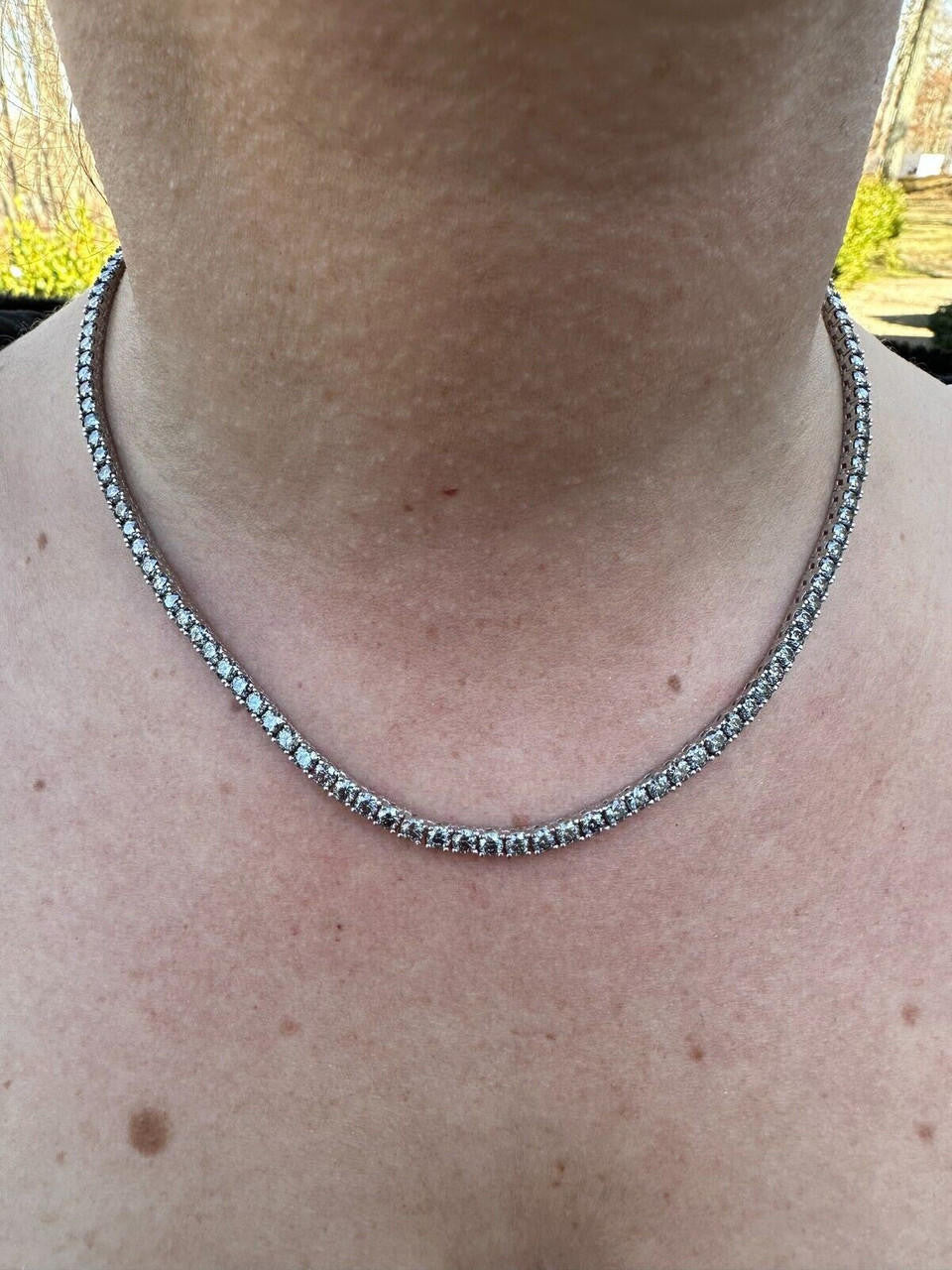 Blue Gray MOISSANITE Tennis Chain Necklace Iced Out - 925 Silver - 3mm - 16"-28"