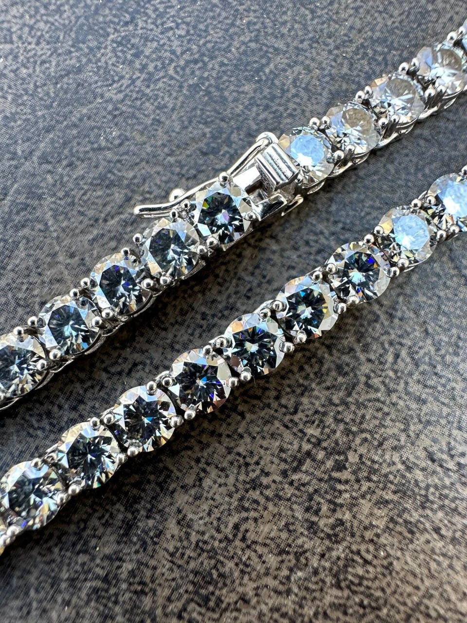 Blue Gray MOISSANITE Tennis Chain Necklace Iced Out - 925 Silver - 5mm - 16"-28"