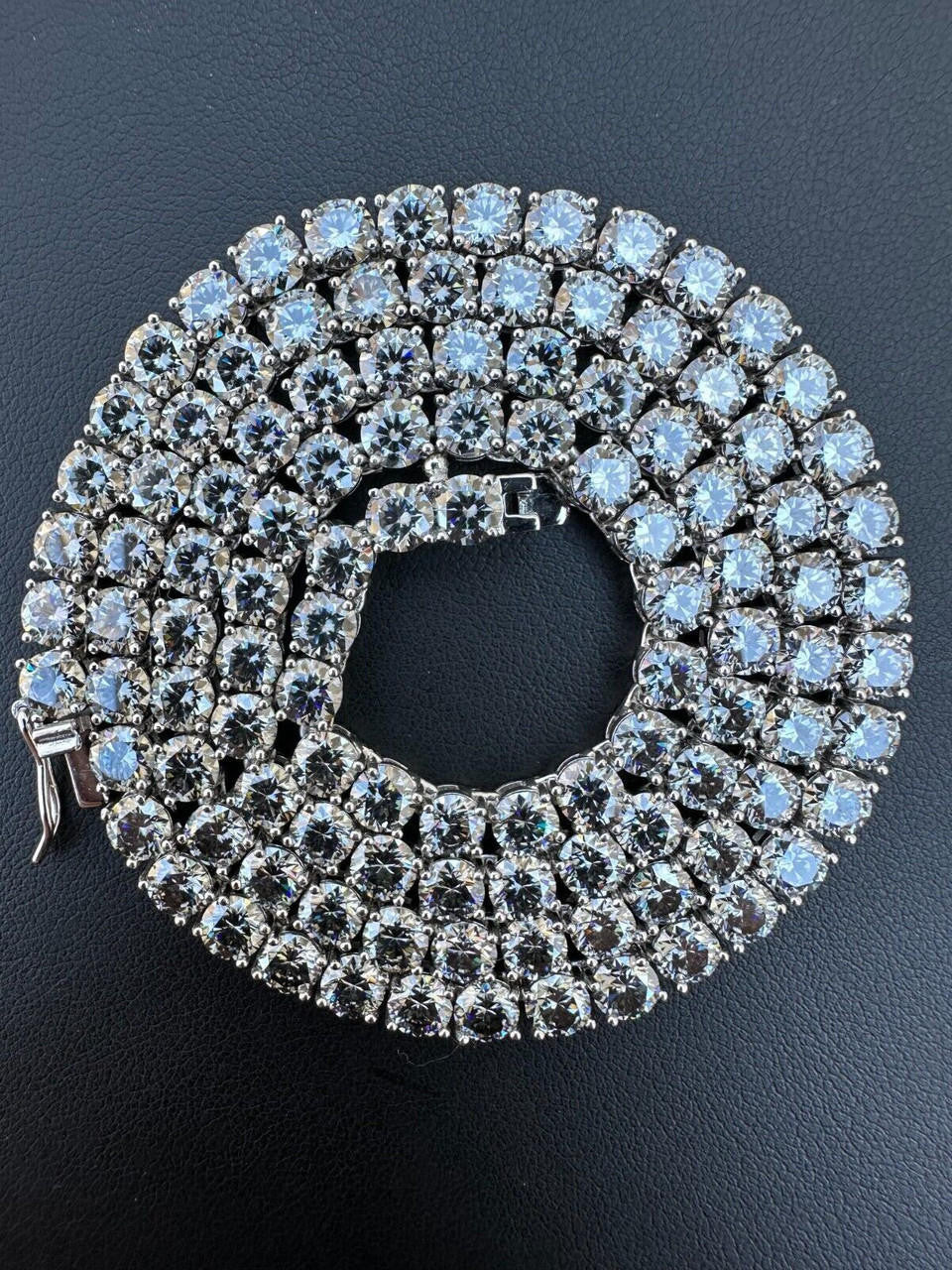 Blue Gray MOISSANITE Tennis Chain Necklace Iced Out - 925 Silver - 5mm - 16"-28"